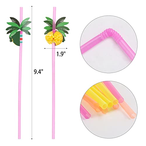 Tropical Flamingo Fruit Paper Straws for Parties