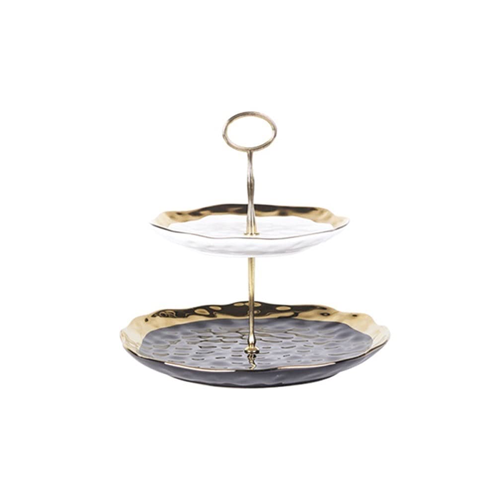 2-Tier Ceramic Cake Stand & Serving Tray for Parties