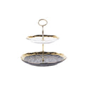 2-Tier Ceramic Cake Stand & Serving Tray for Parties