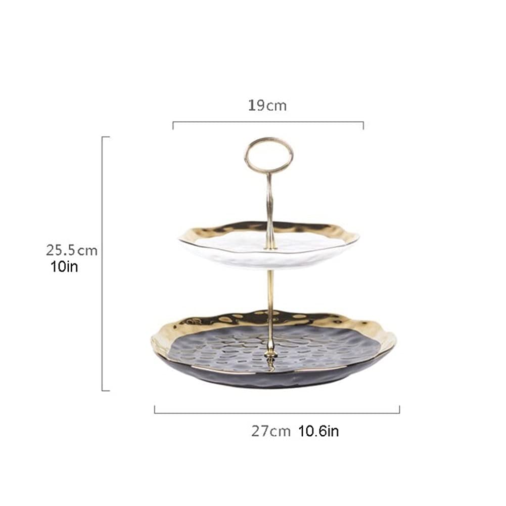 2-Tier Ceramic Cake Stand & Serving Tray for Parties