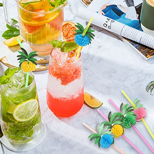 Tropical Flamingo Fruit Paper Straws for Parties