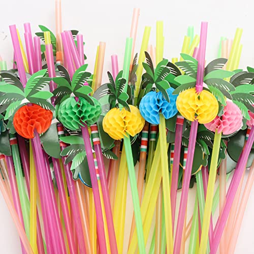 Tropical Flamingo Fruit Paper Straws for Parties