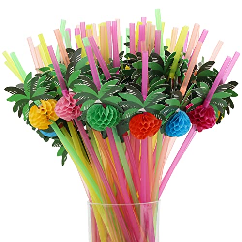 Tropical Flamingo Fruit Paper Straws for Parties