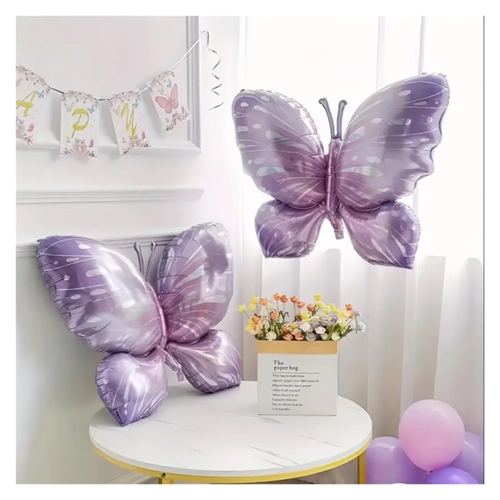 126pcs Purple Metallic Latex Balloons Garland Arch Kit Butterfly