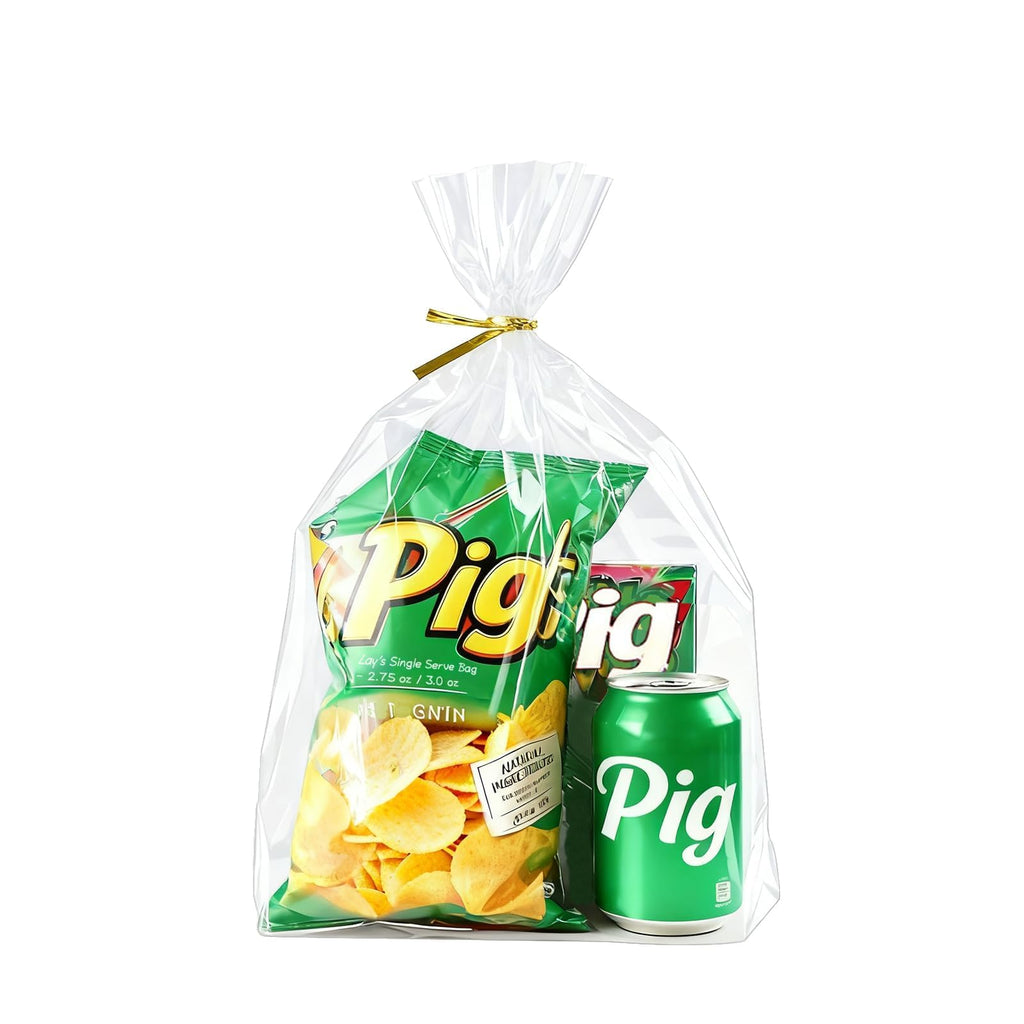 Clear Cellophane Stand-Up Gift Bags with Ties