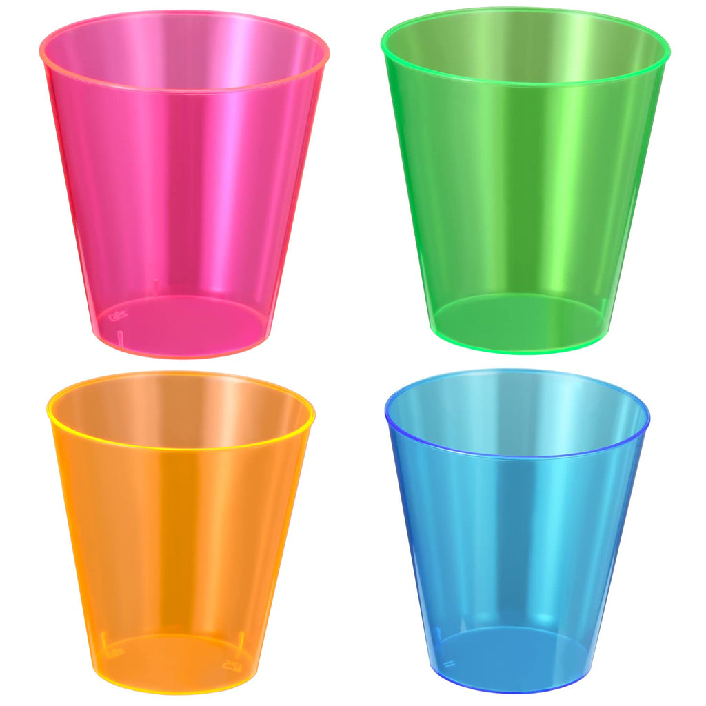 Neon Multicolor Disposable Plastic Party Tumblers