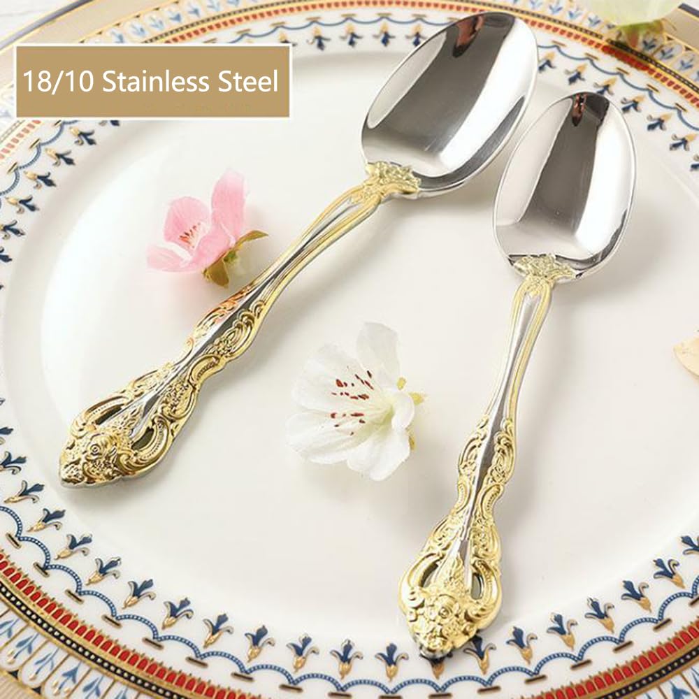 60-Piece Gold Stainless Steel Flatware Set for 12