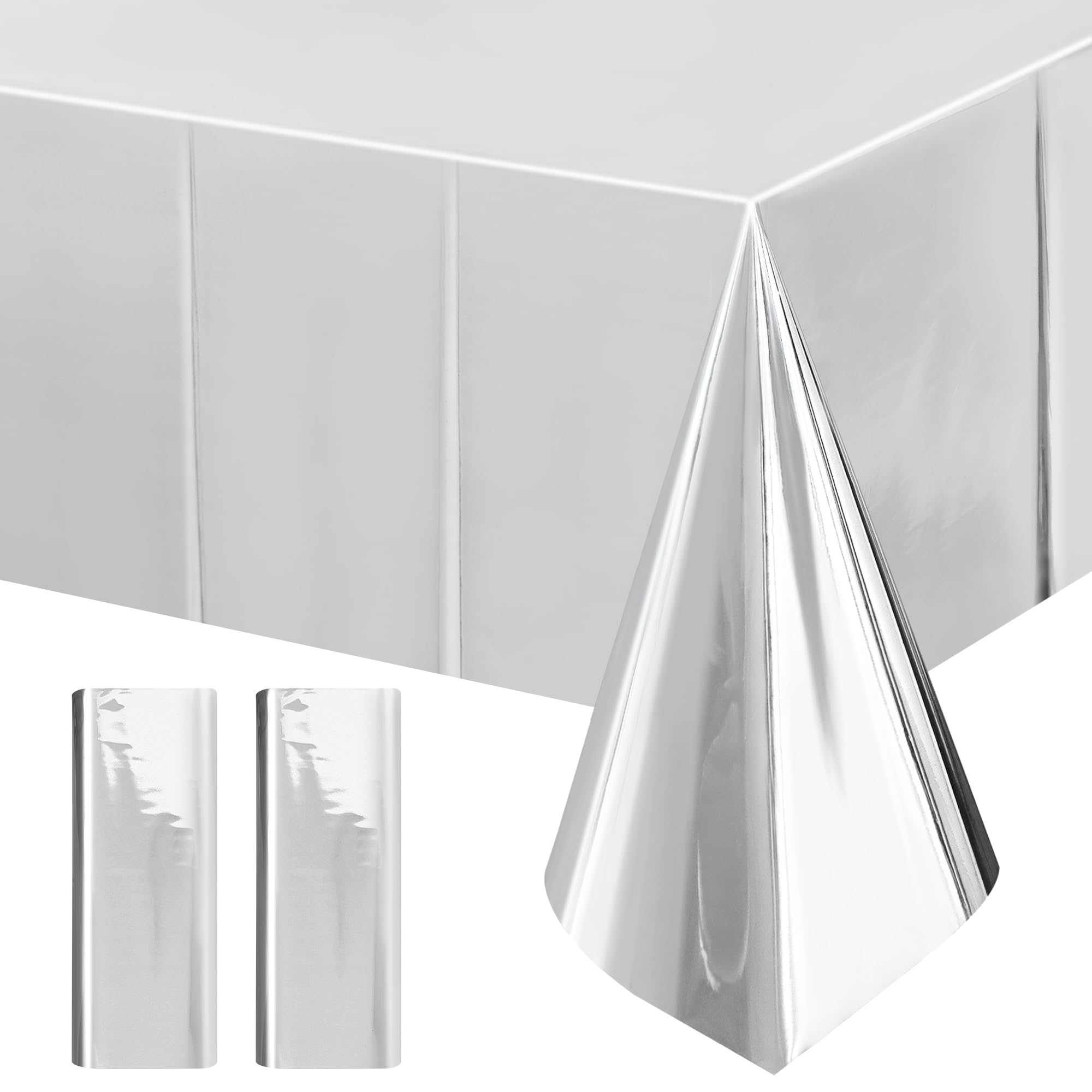 2-Piece Silver Foil Disposable Tablecloth Set for Parties