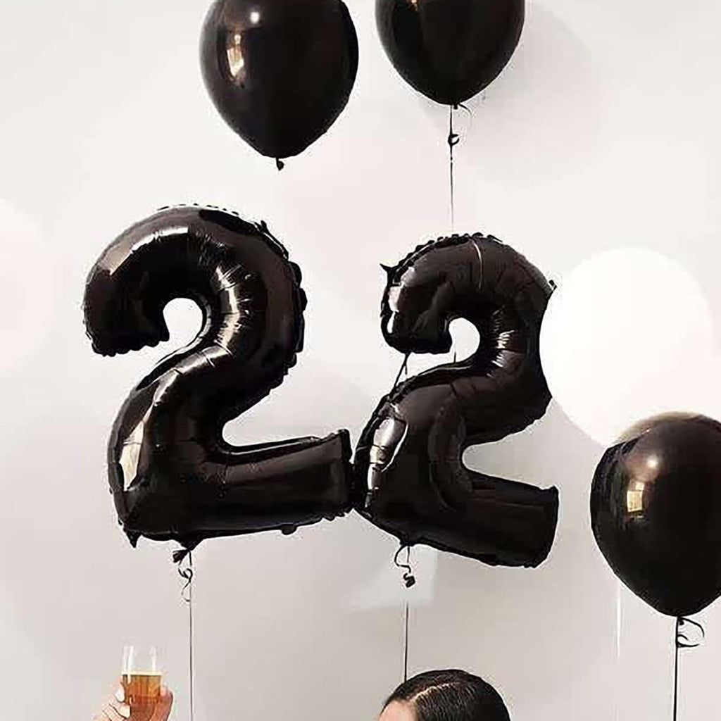 [20 Pcs] 16" Foil Number Balloons (2 sets of 0-8) - Mylar Aluminum Hanging Decorations for Graduation, Birthday, Christmas & New Year's Eve Parties