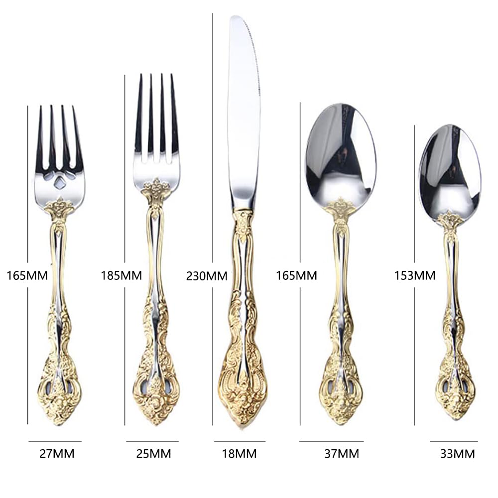 60-Piece Gold Stainless Steel Flatware Set for 12