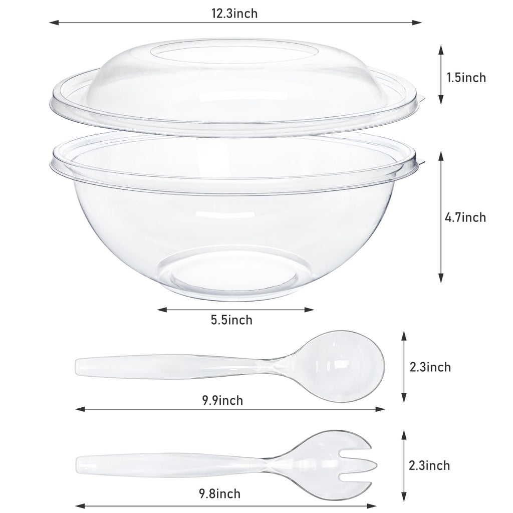 16-Piece 160 oz Clear Disposable Serving Bowl Set