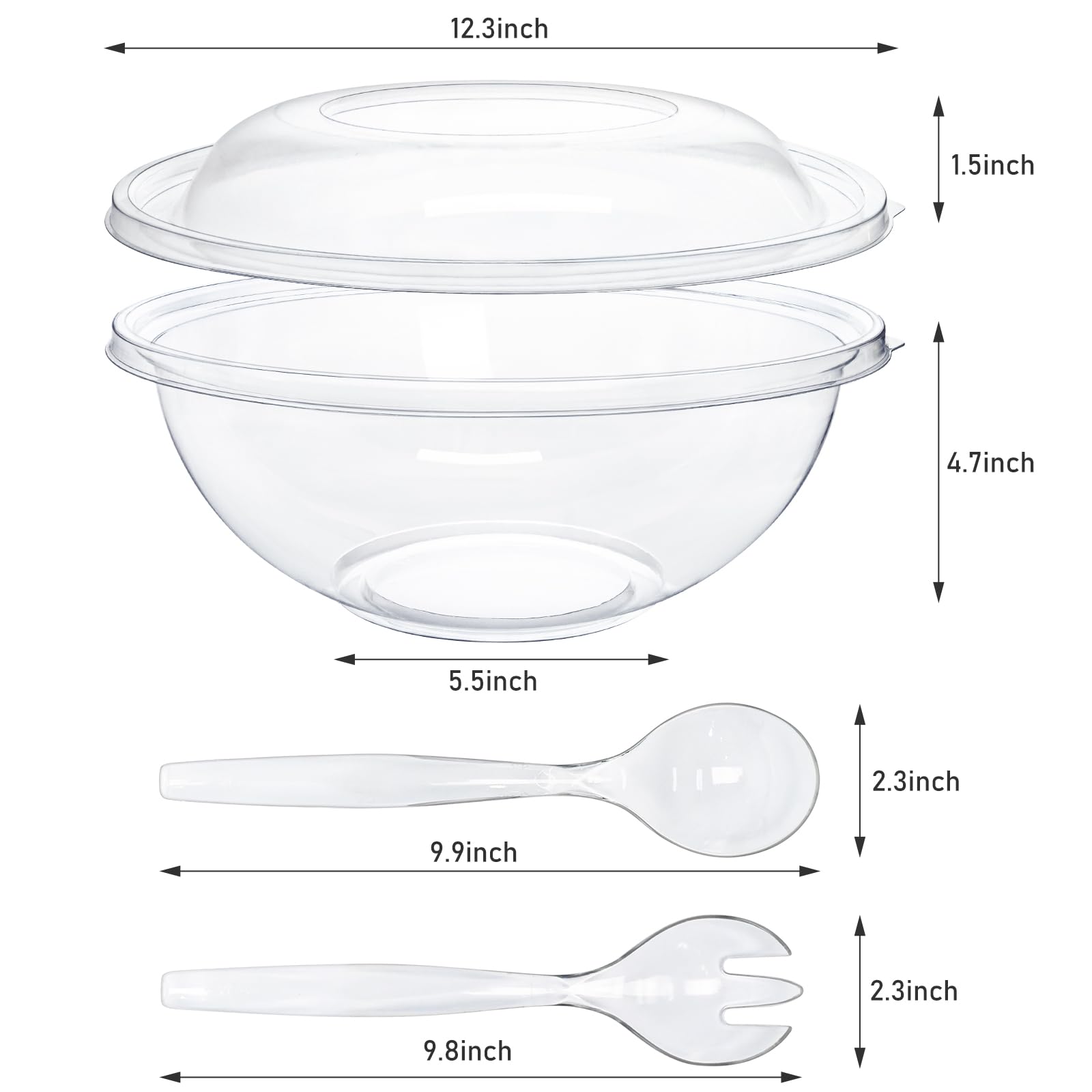 16-Piece 160 oz Clear Disposable Serving Bowl Set