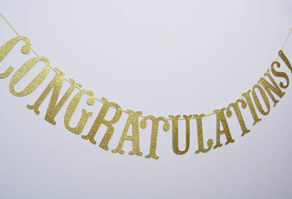 Congratulations Glitter Sign Banner- Graduation, Wedding, Retirement Party Supplies Decorations