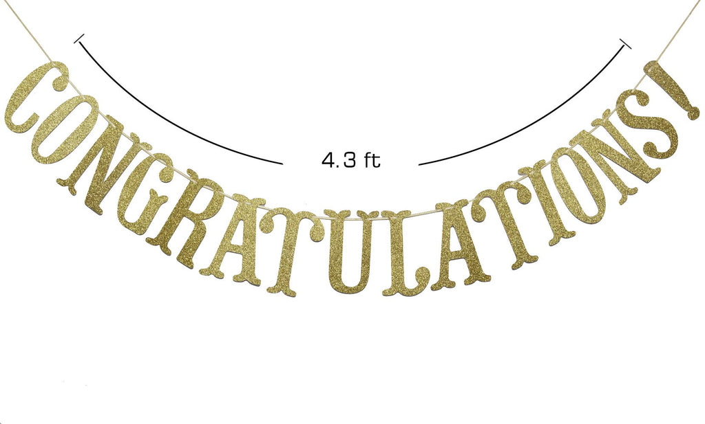 Congratulations Glitter Sign Banner- Graduation, Wedding, Retirement Party Supplies Decorations