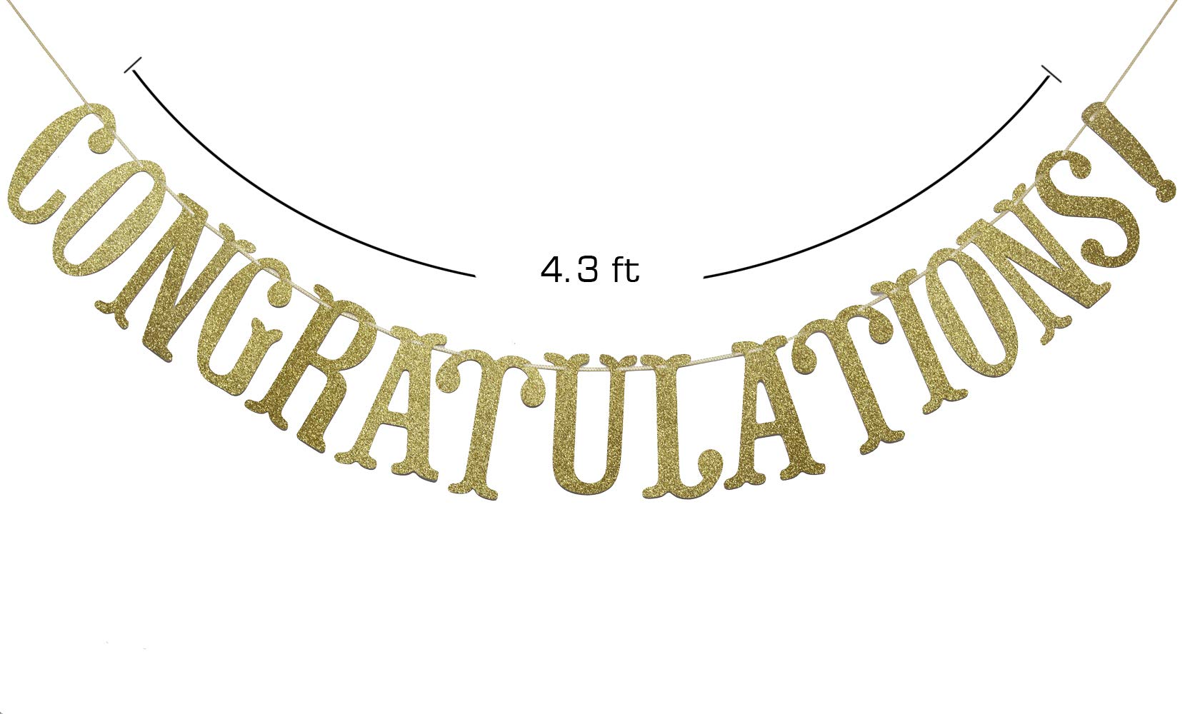 Congratulations Glitter Sign Banner- Graduation, Wedding, Retirement Party Supplies Decorations