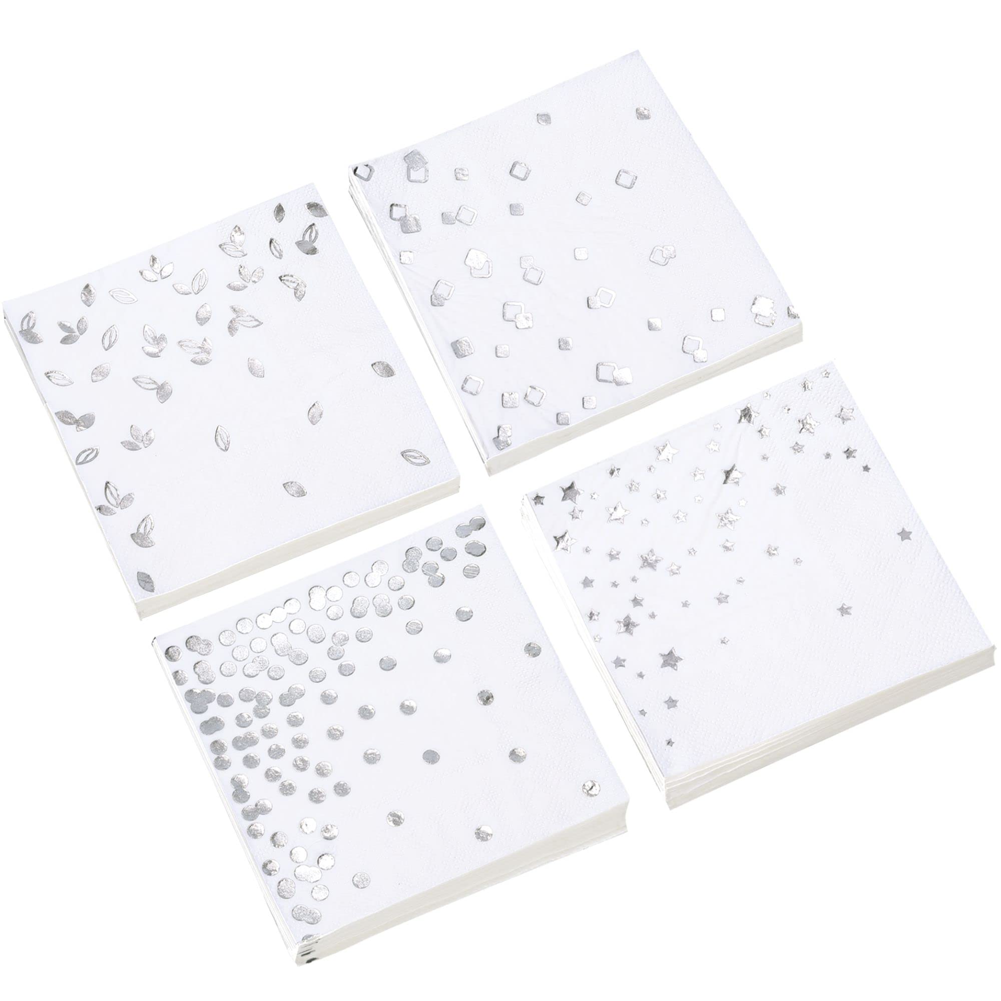 100-Pack Gold 3-Ply Cocktail Napkins, 4 Designs
