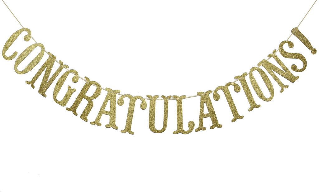 Congratulations Glitter Sign Banner- Graduation, Wedding, Retirement Party Supplies Decorations