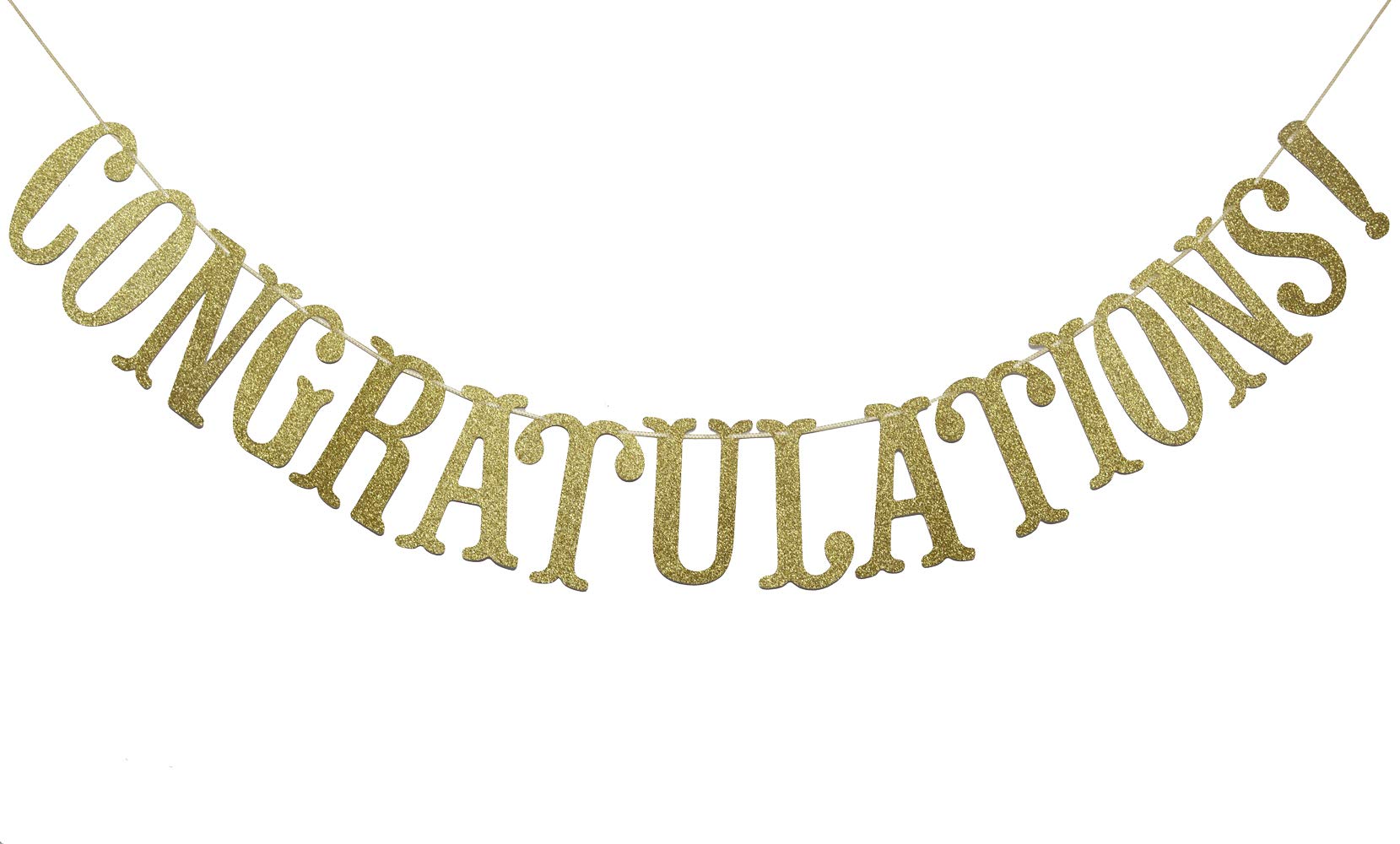 Congratulations Glitter Sign Banner- Graduation, Wedding, Retirement Party Supplies Decorations