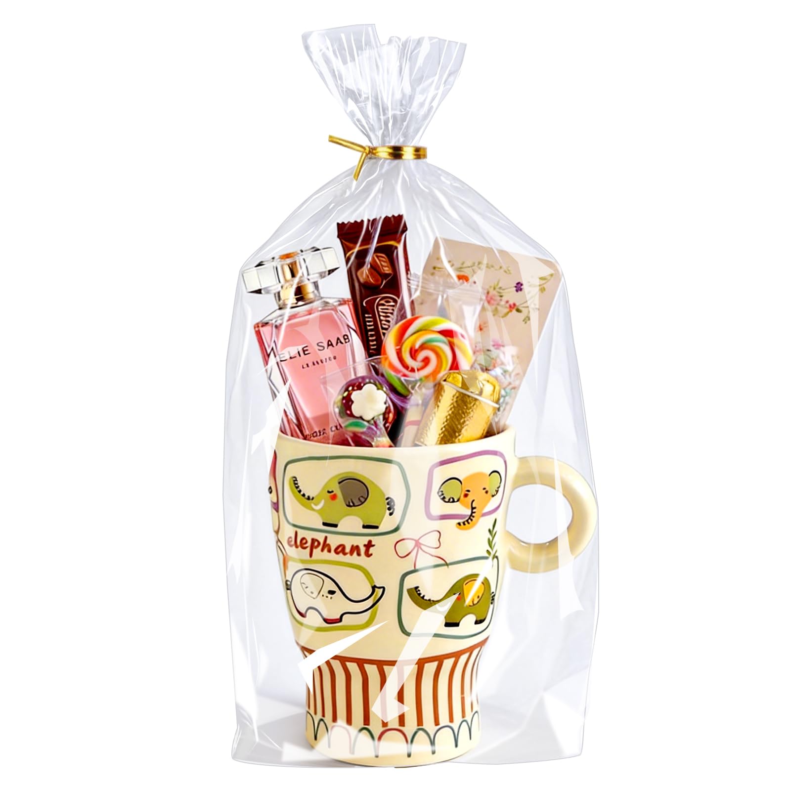 Clear Cellophane Stand-Up Gift Bags with Ties