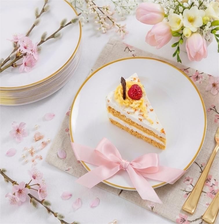 400-Piece Gold Dessert Plate & Fork Set for 200 Guests