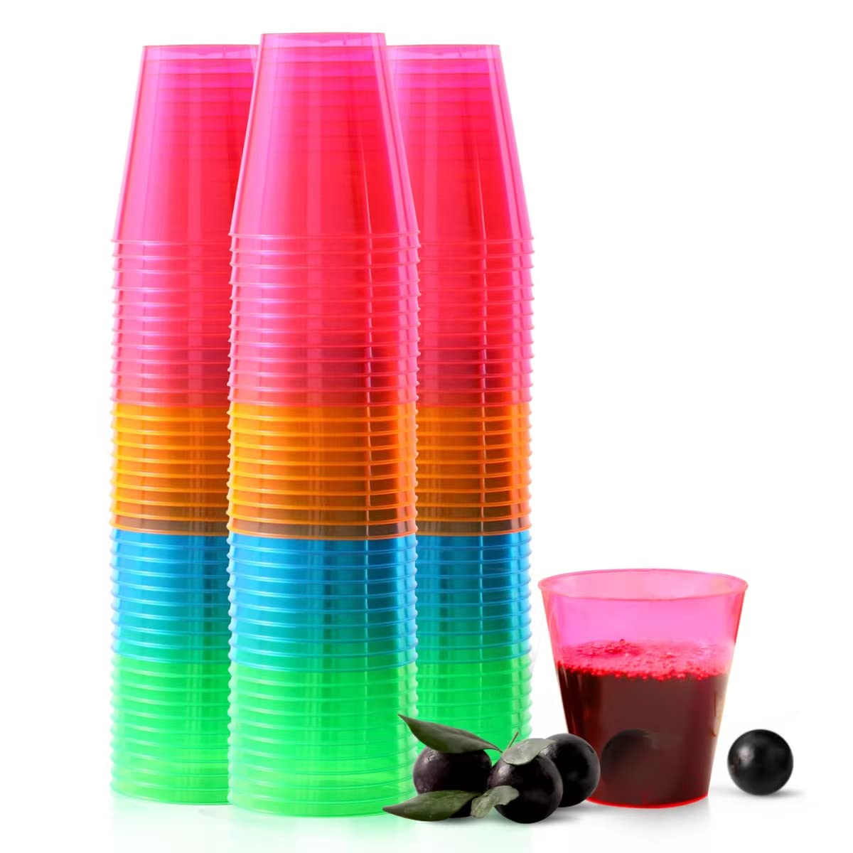 Neon Multicolor Disposable Plastic Party Tumblers