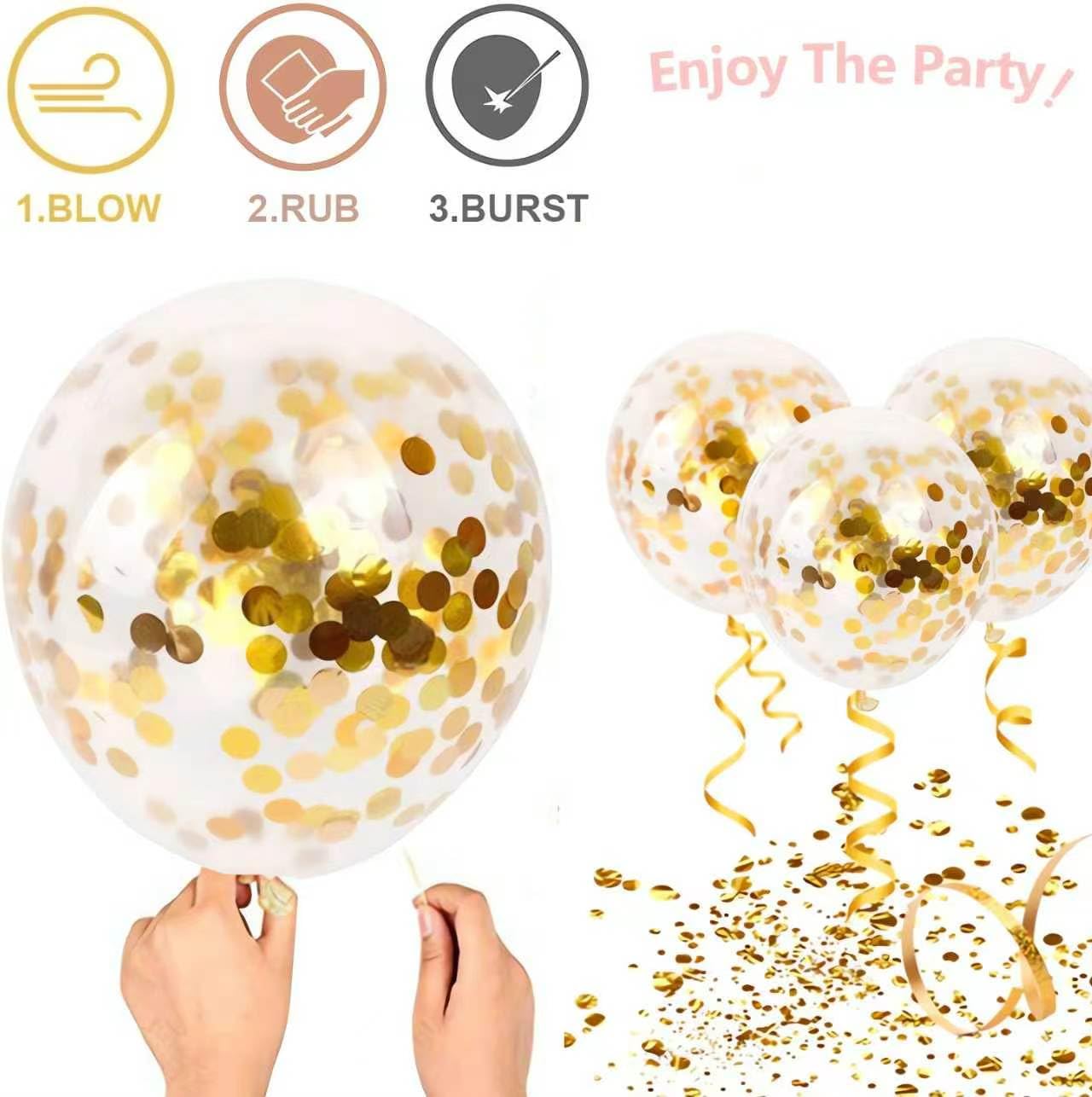 50pcs Confetti Balloons, 12 inch Clear Balloons with Confetti Inside for Wedding,Birthday, Graduation, Baby Shower Party Decorations