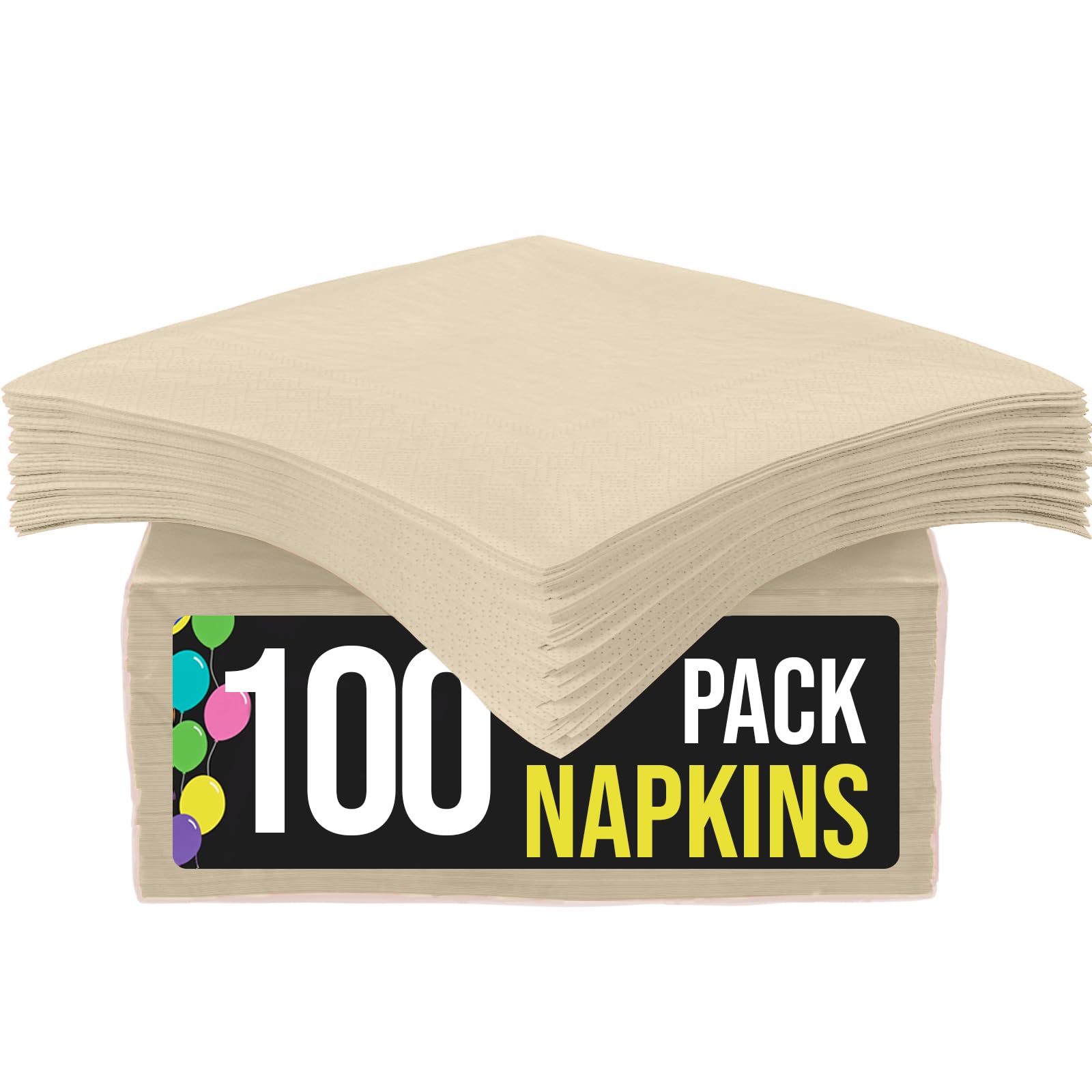 100-Pack 2-Ply Colored Paper Napkins for Parties