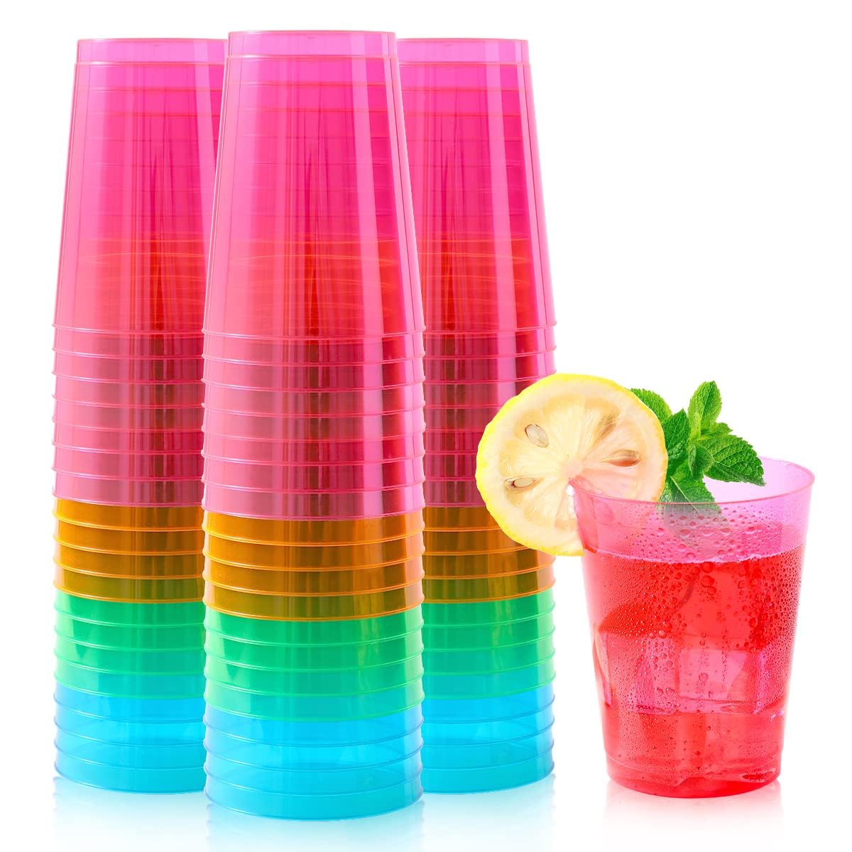 Neon Multicolor Disposable Plastic Party Tumblers