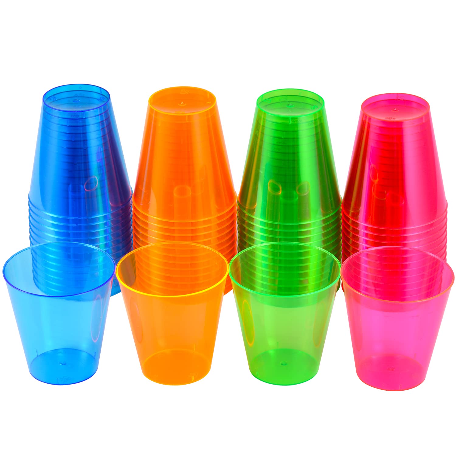 Neon Multicolor Disposable Plastic Party Tumblers
