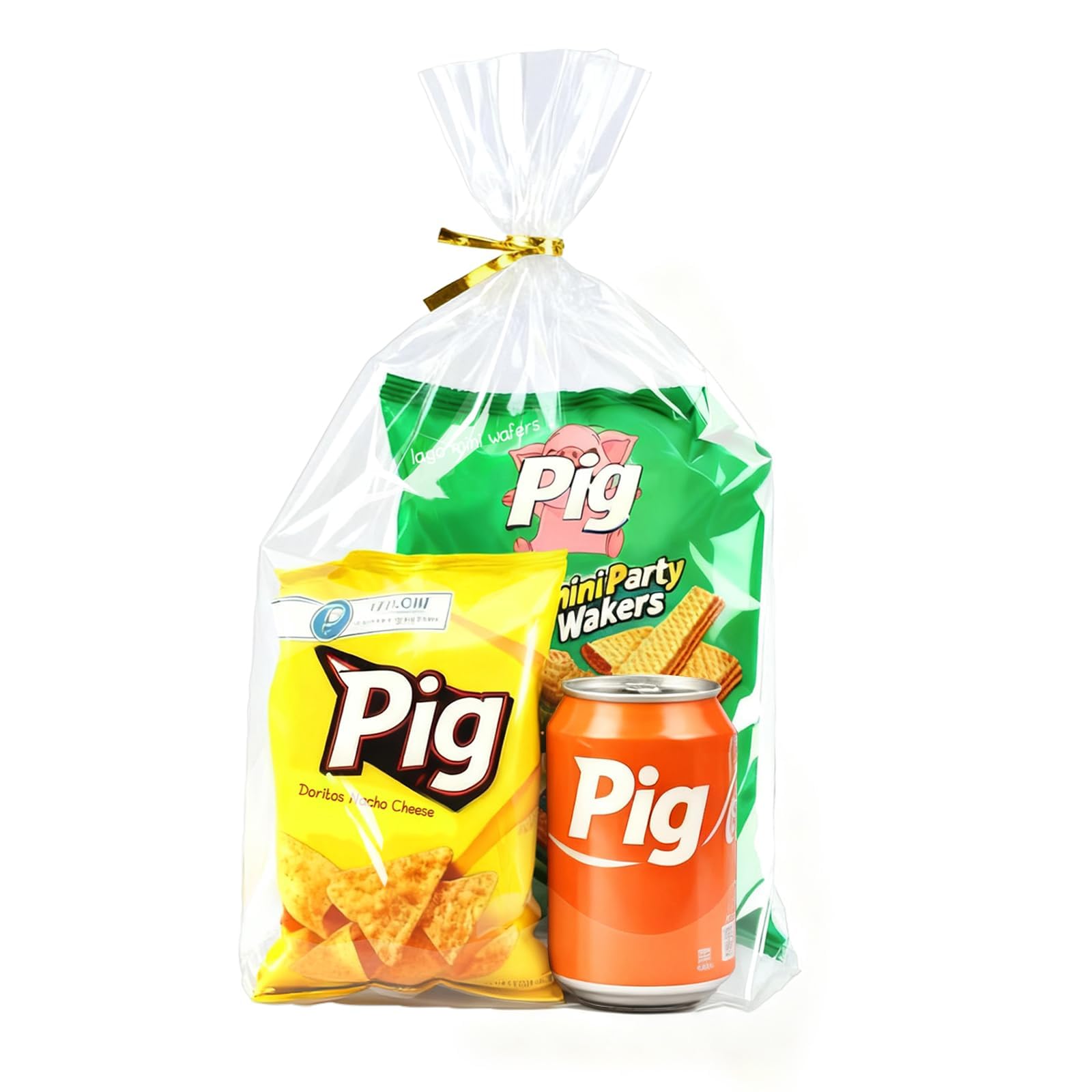 Clear Cellophane Stand-Up Gift Bags with Ties