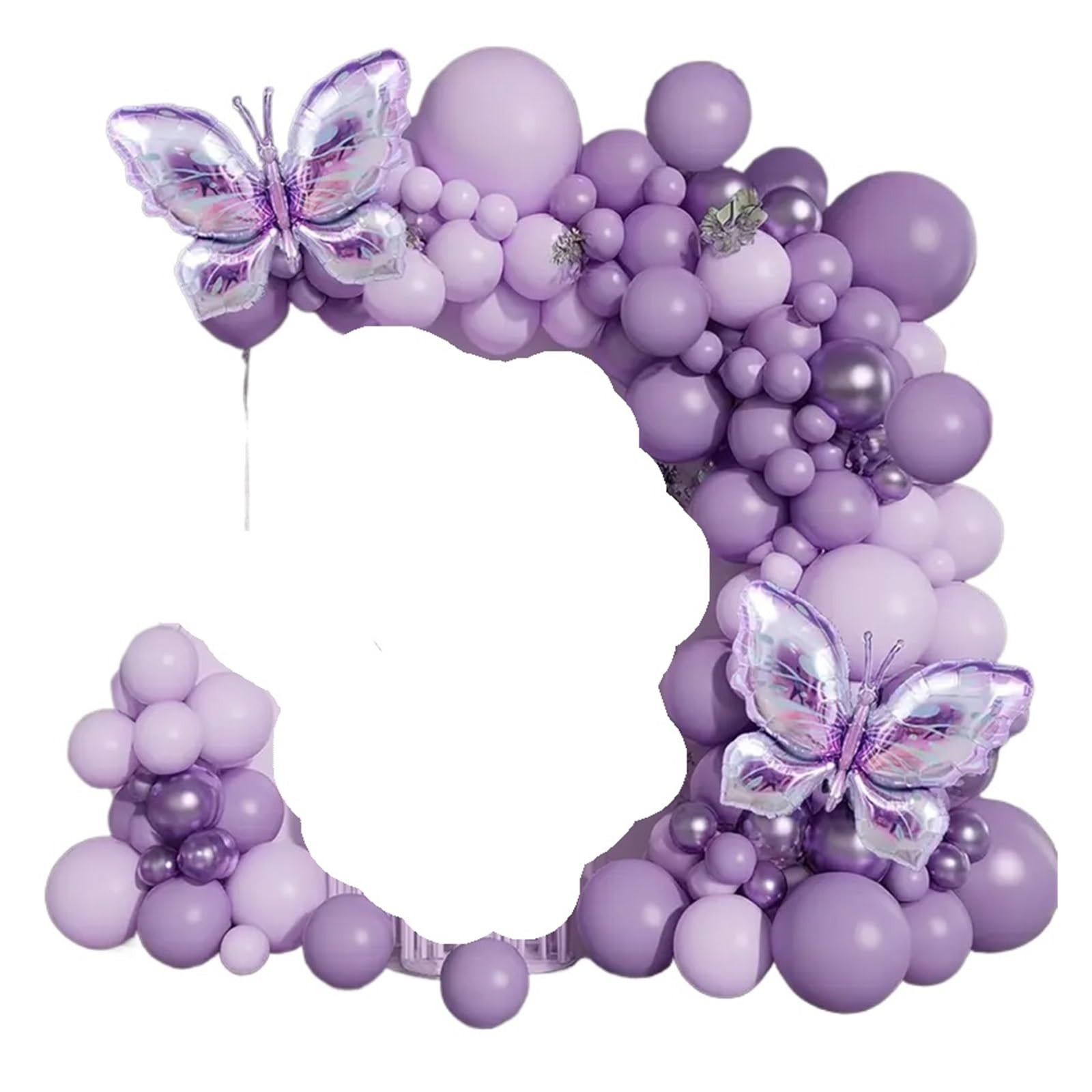 126pcs Purple Metallic Latex Balloons Garland Arch Kit Butterfly