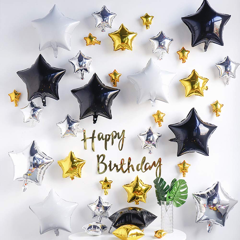 24 Pcs 18 Inch Star Balloons Foil Balloons Mylar Balloon for Baby Shower, Gender Reveal, Wedding, Magical Prom or Engagement Party Decoration