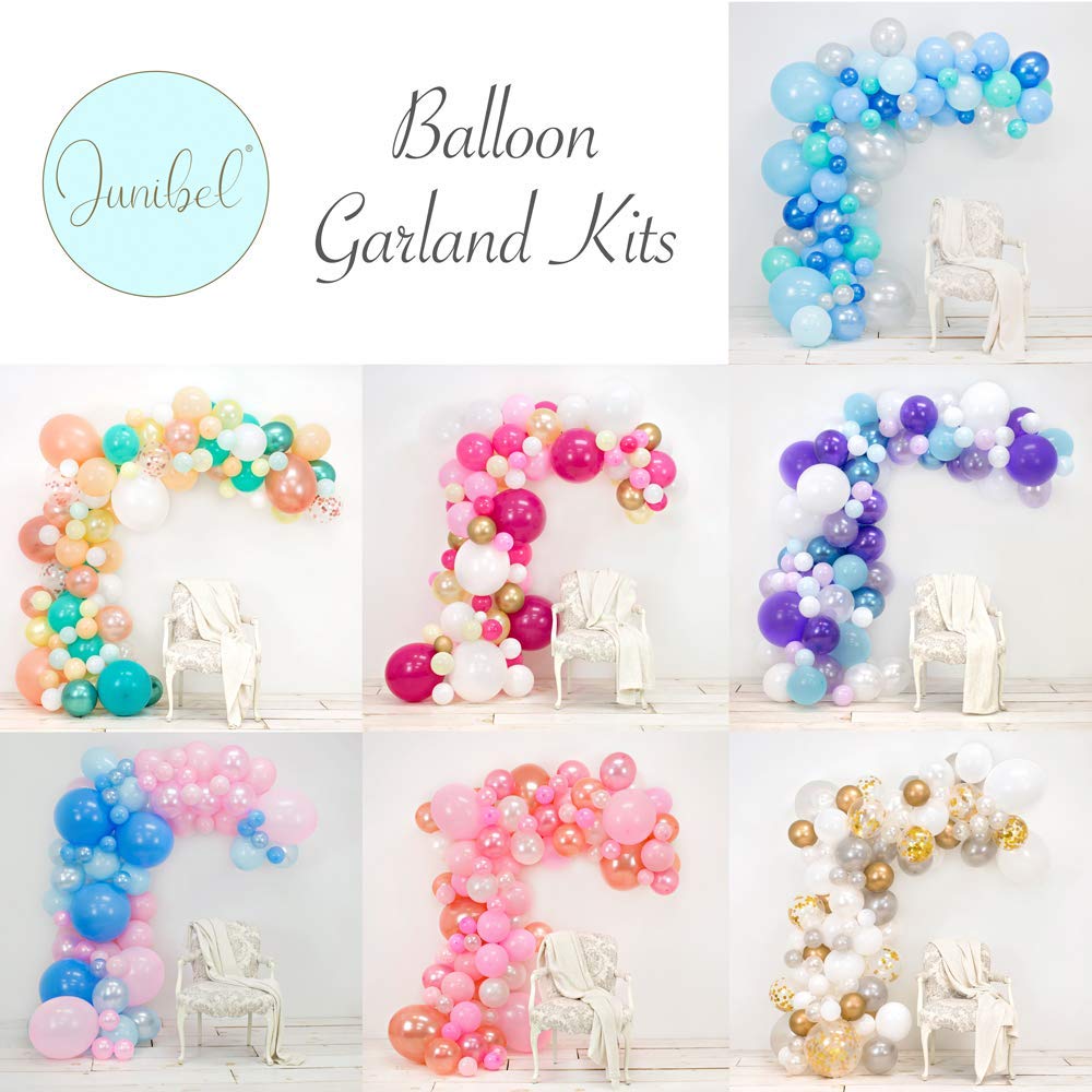 Junibel Balloon Arch & Garland Kit | Fuchsia, Pink, Chrome Gold, White & Pastel Yellow | Adhesive Dots & Decorating Strip | Holiday, Wedding, Baby Shower, Graduation, Anniversary & Party Decorations