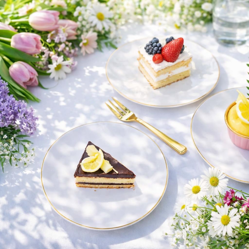 400-Piece Gold Dessert Plate & Fork Set for 200 Guests