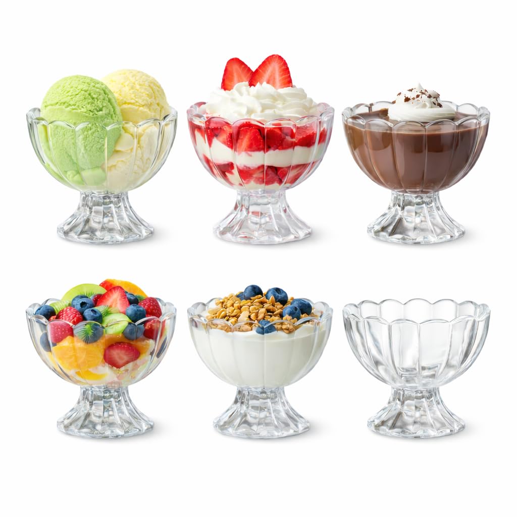 6-Piece 5 oz Footed Tulip Glass Dessert Bowl Set