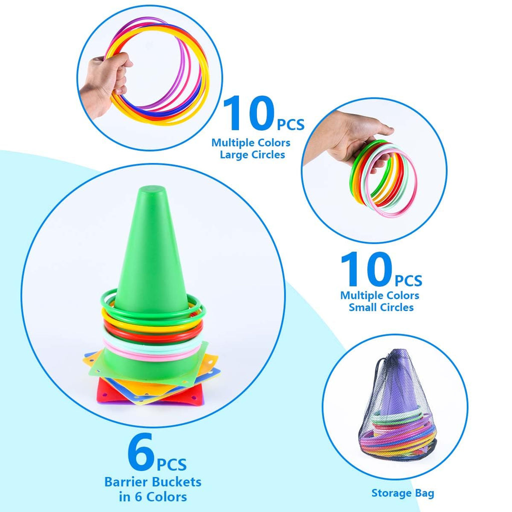 26-Piece Colorful Cone & Ring Toss Outdoor Game Set