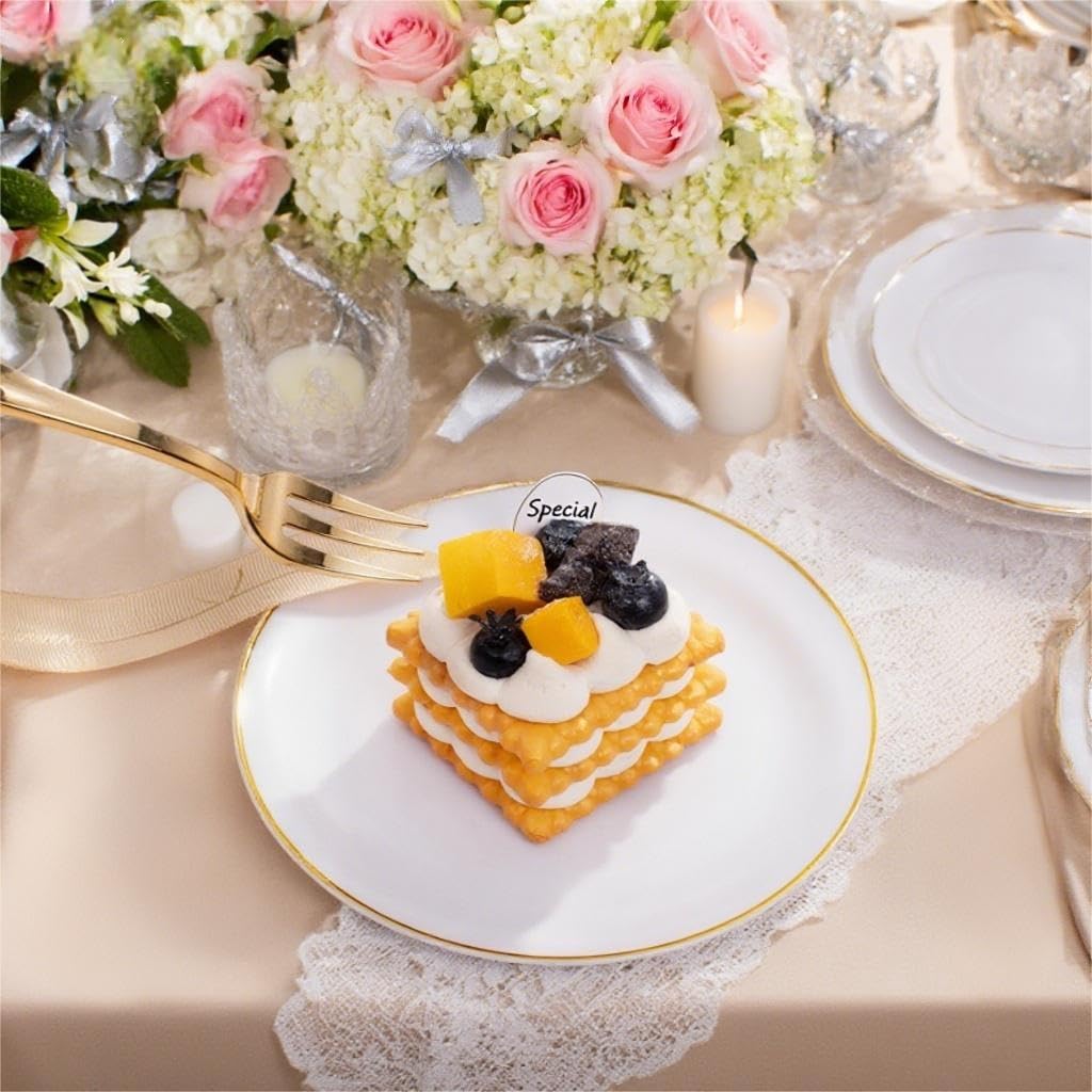 400-Piece Gold Dessert Plate & Fork Set for 200 Guests