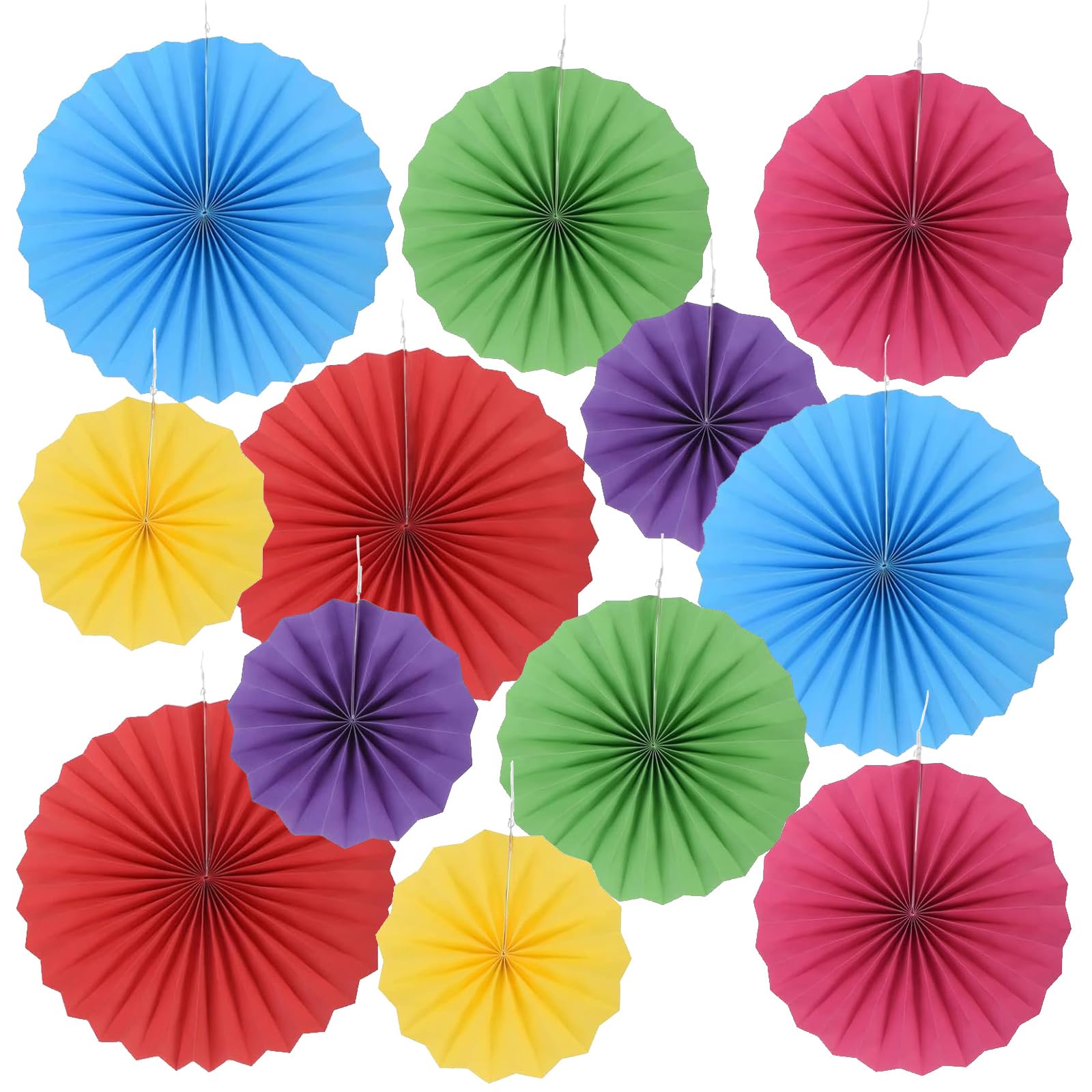 12-Piece Hanging Paper Fan Decoration Set for Parties
