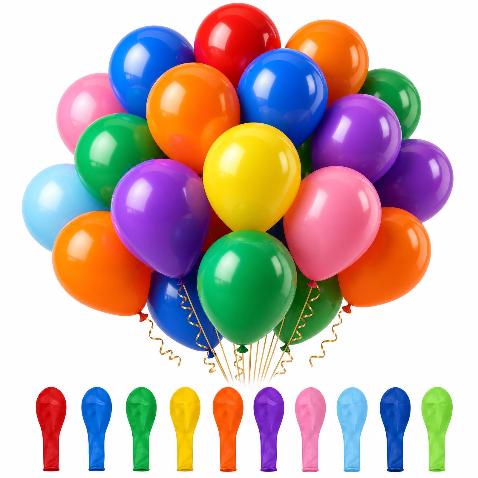 100-Pack 12-Inch Assorted Color Latex Balloons for Parties