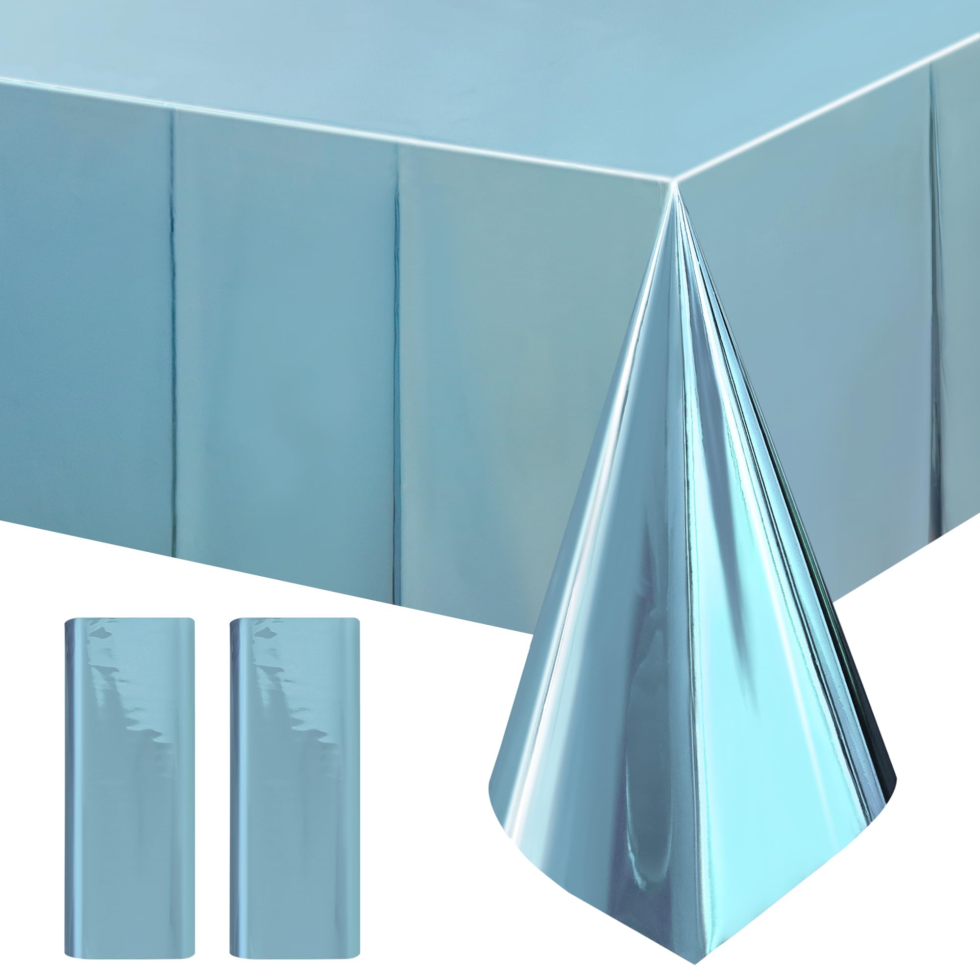 2-Piece Silver Foil Disposable Tablecloth Set for Parties