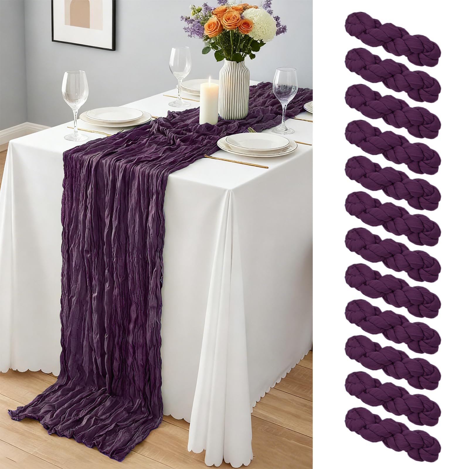 20 x 120-Inch Semi-Sheer Gauze Table Runner