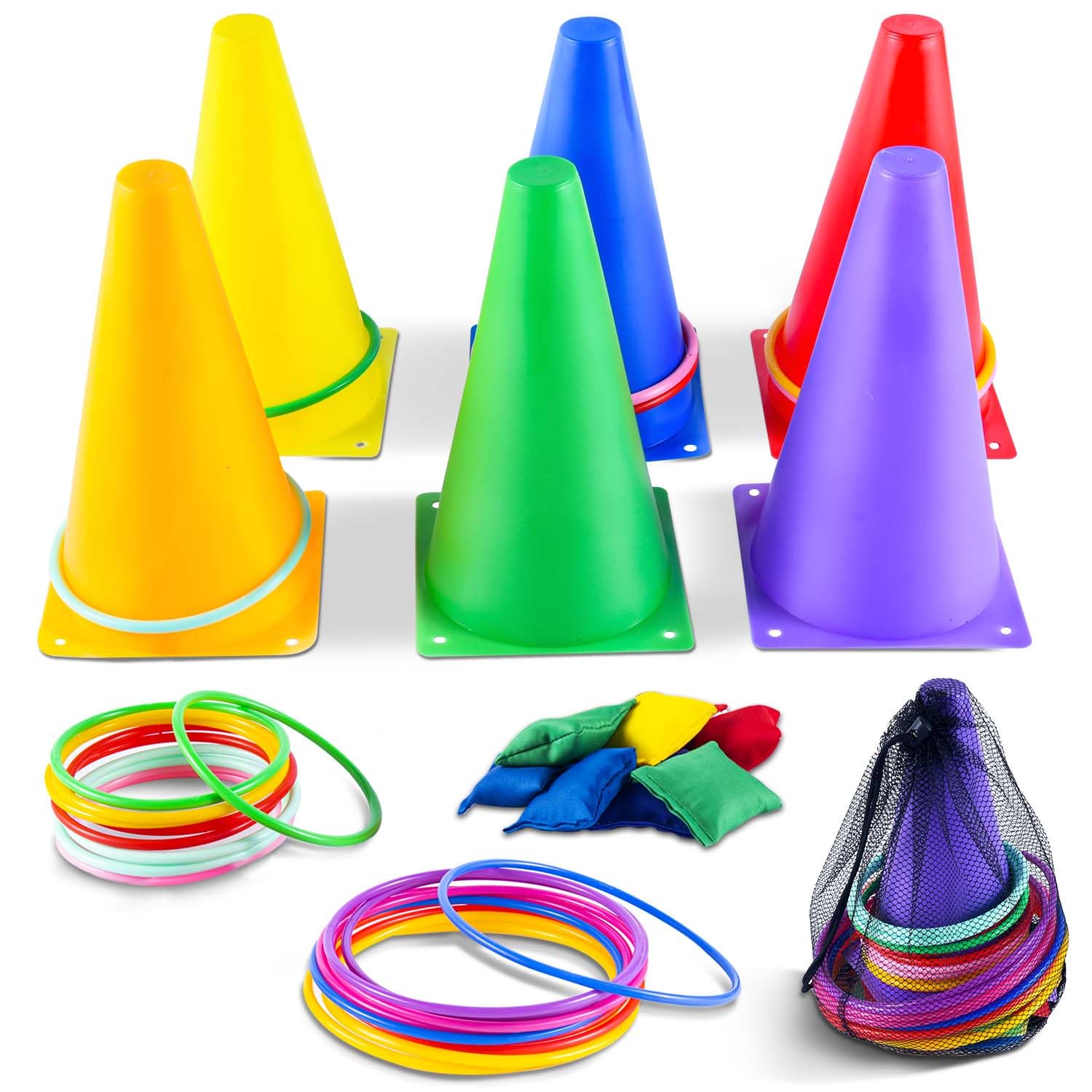 26-Piece Colorful Cone & Ring Toss Outdoor Game Set