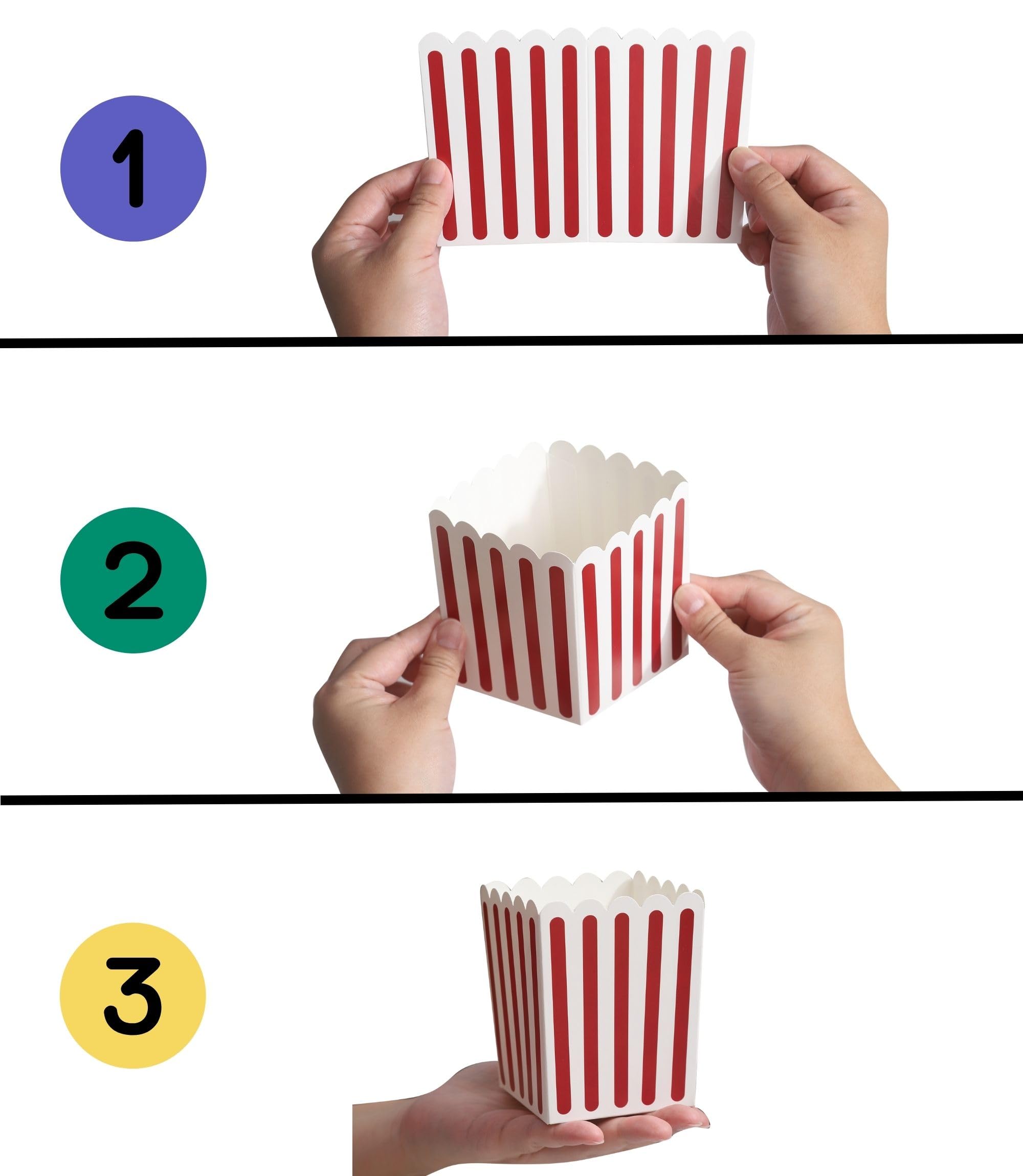 100-Pack Mini Paper Popcorn Treat Boxes for Parties
