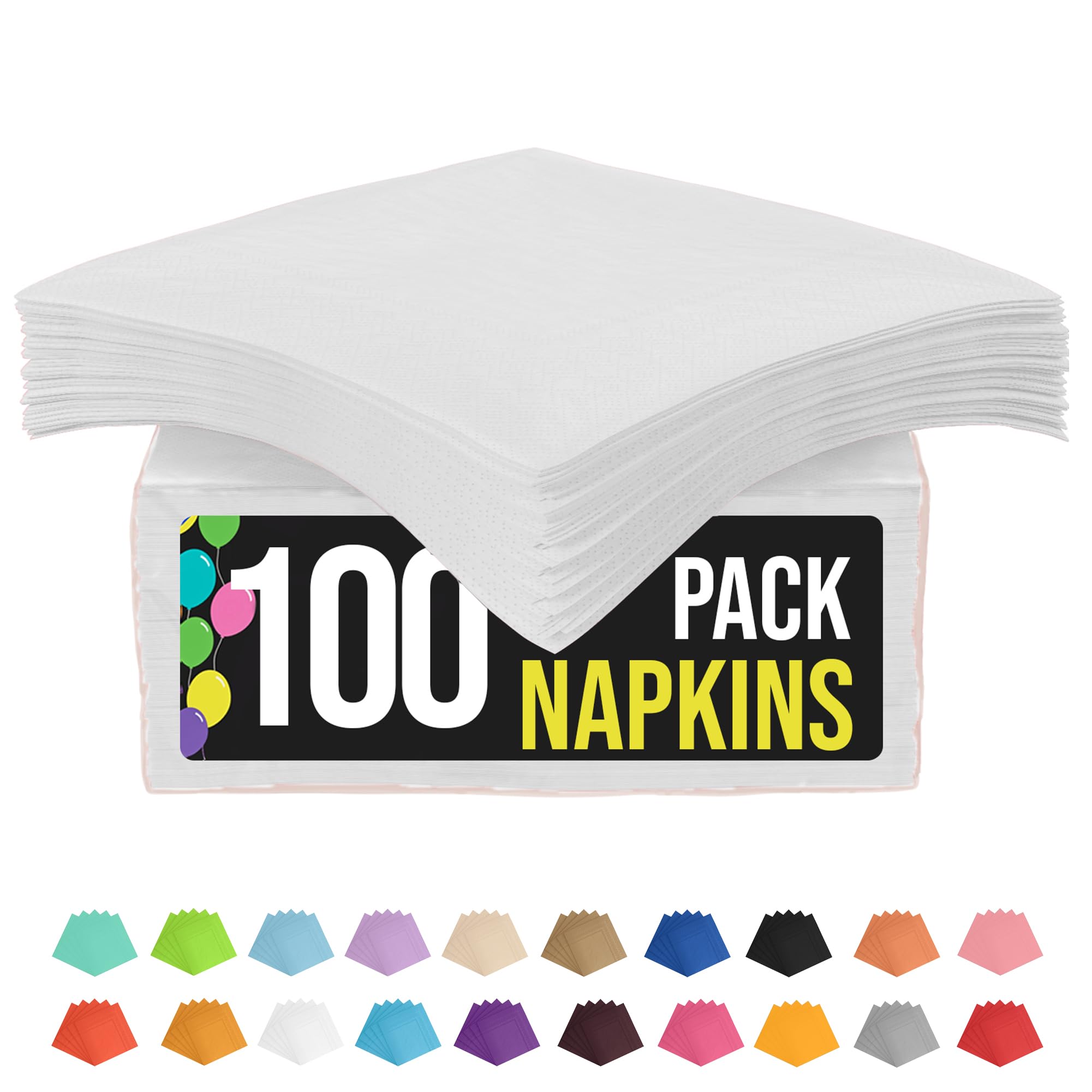100-Pack 2-Ply Colored Paper Napkins for Parties
