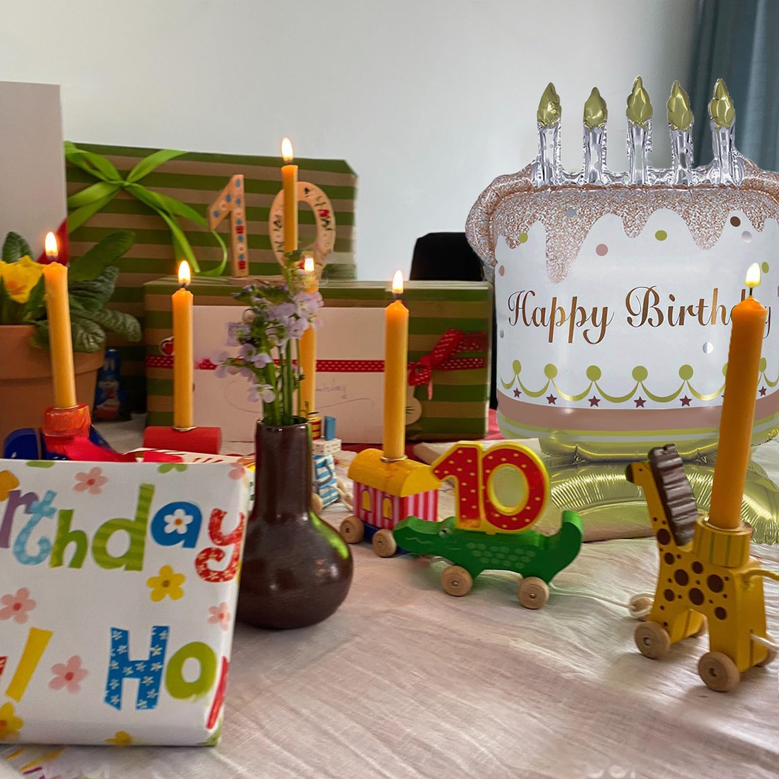 Happy Birthday Foil Balloons, Self-Standing Birthday Cake Balloon