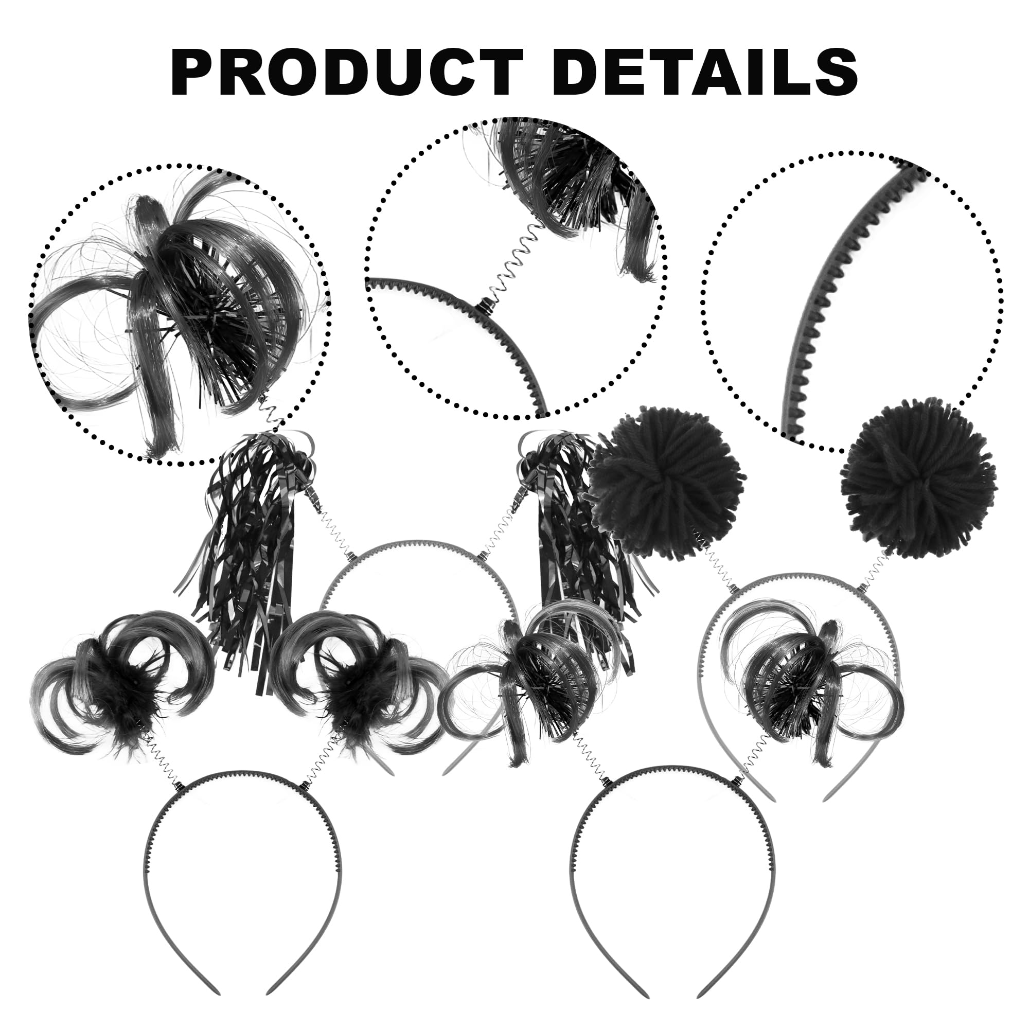 8-Piece Pom Pom Tinsel Headband Party Accessory Set