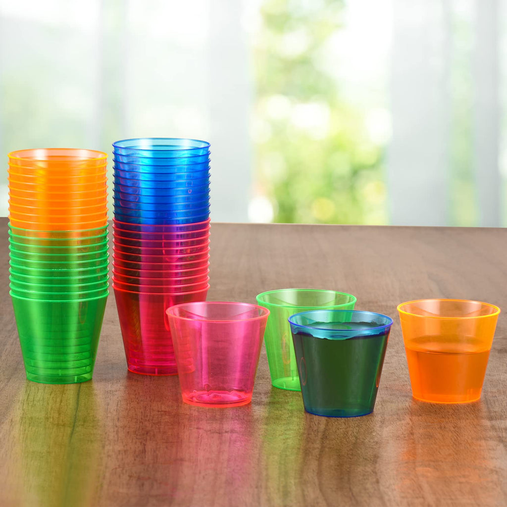 Neon Multicolor Disposable Plastic Party Tumblers