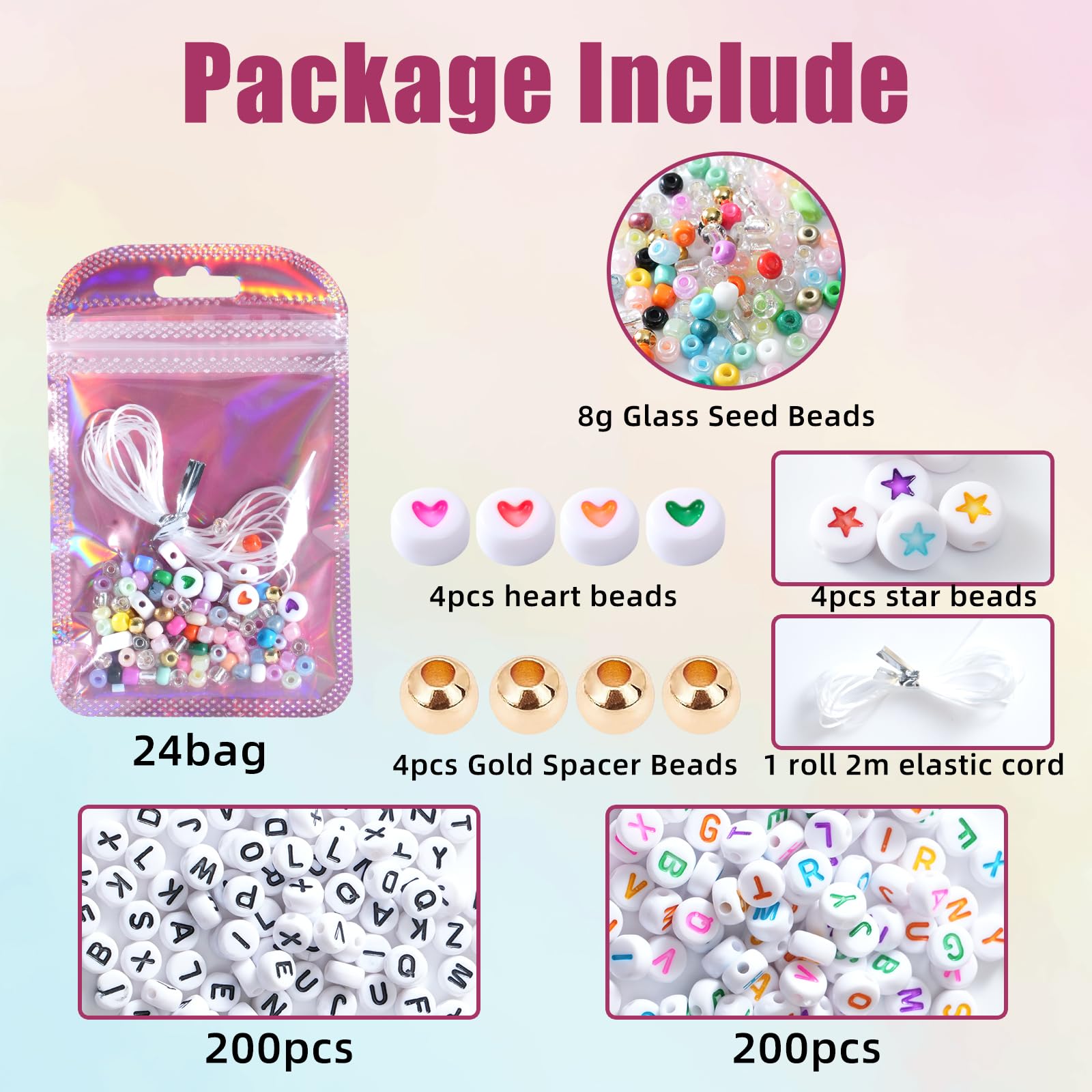 24-Set Friendship Bracelet Making Bead Craft Kit