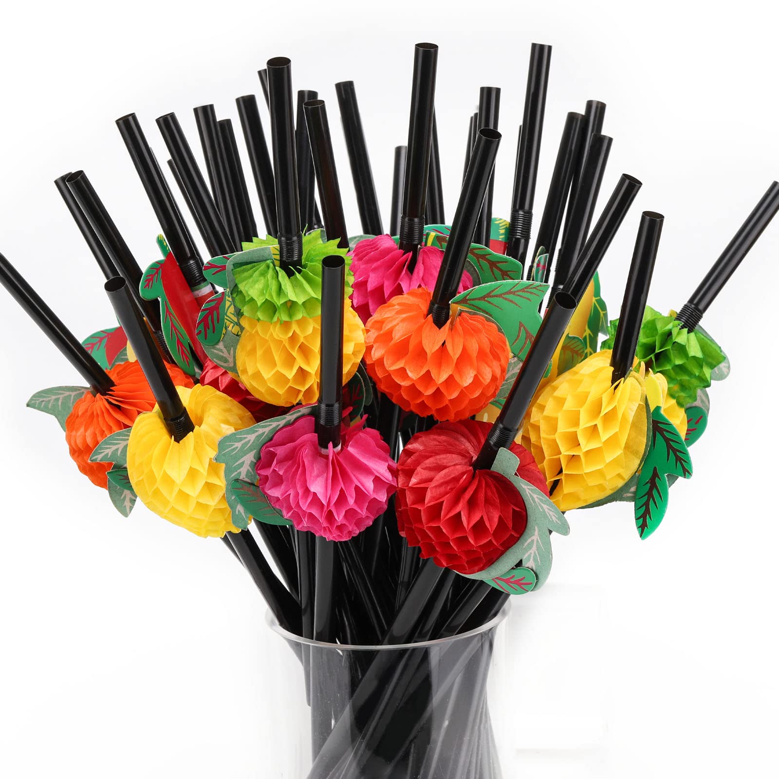 Tropical Flamingo Fruit Paper Straws for Parties