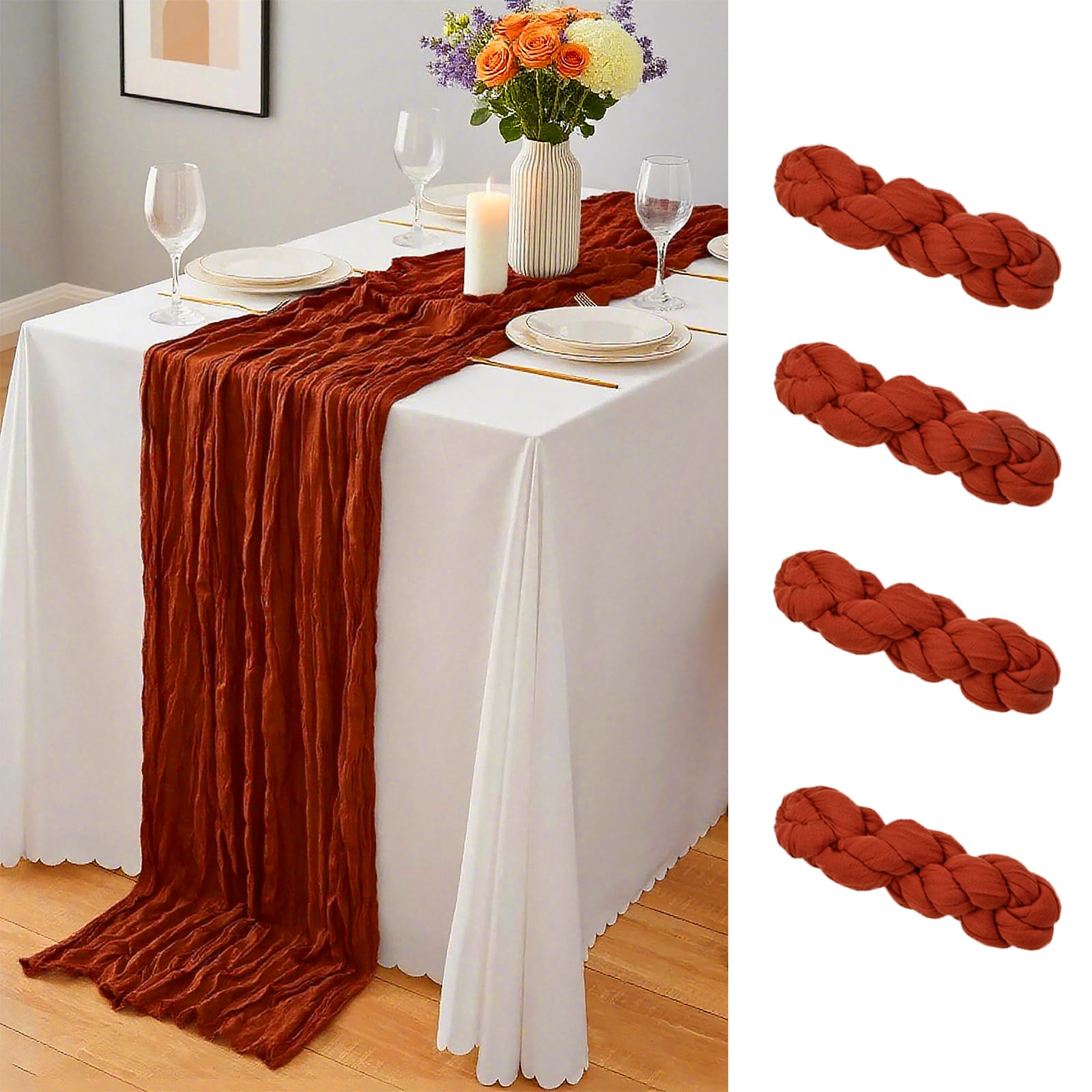 20 x 120-Inch Semi-Sheer Gauze Table Runner